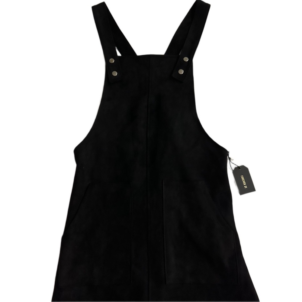 black woven overall dress